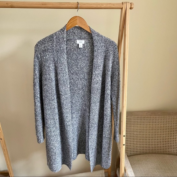 Longline Waffle Knit Oversized Cardigan in Marled Charcoal - XS - Picture 1 of 4